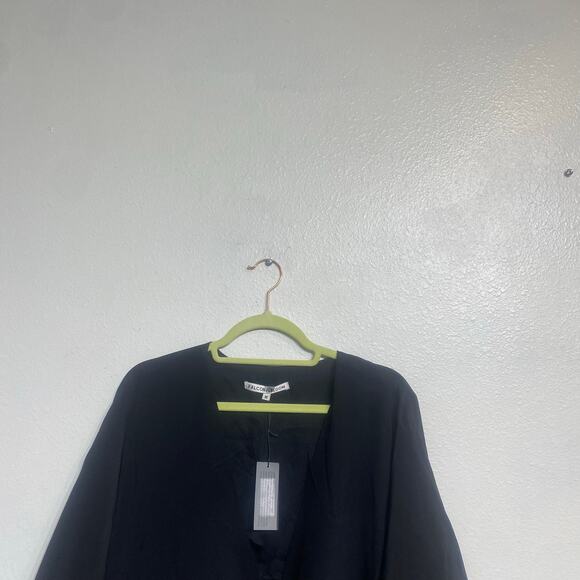 Falcon & Bloom Black Night Silk Open Front Blouse Sz M NWT - Picture 3 of 13